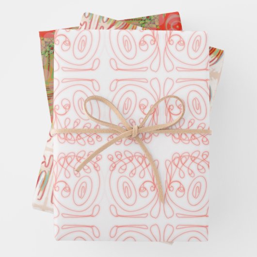 HELLE WIRBLE PAPIERREDS UND MINT GESCHENKPAPIER SET (Beispiel)