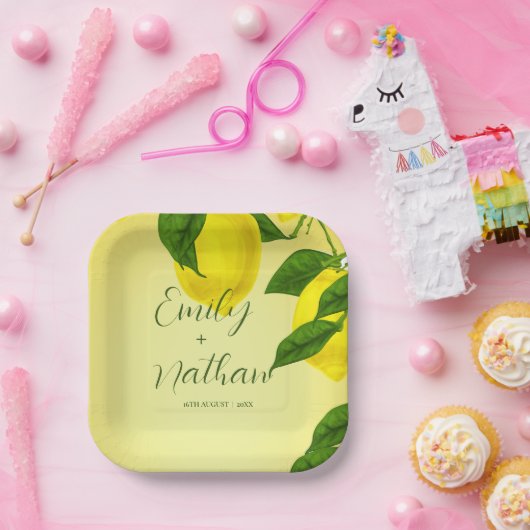 Helle Yellow Lemon Citrus Wedding Party Pappteller (Party)