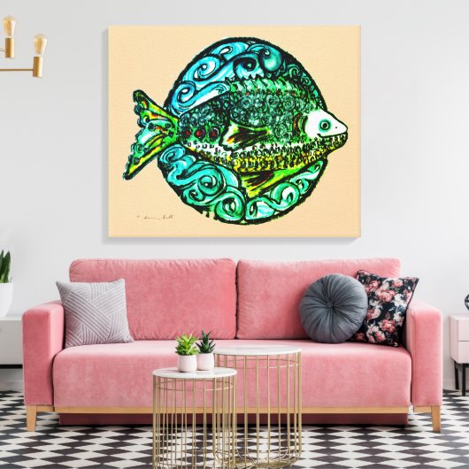 Helle zeitgenössische Freundlichkeit Fisch Kunstdr Leinwanddruck (Insitu (Wohnzimmer))