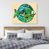 Helle zeitgenössische Freundlichkeit Fisch Kunstdr Leinwanddruck (Insitu (Schlafzimmer))