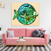 Helle zeitgenössische Freundlichkeit Fisch Kunstdr Leinwanddruck (Insitu (Wohnzimmer))