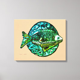 Helle zeitgenössische Friendly Fish Kunstprint Leinwanddruck