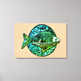 Helle zeitgenössische Friendly Fish Kunstprint Leinwanddruck