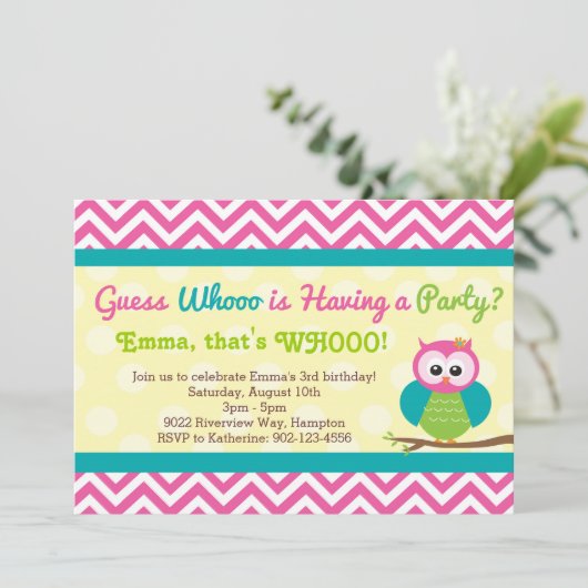 Helle Zickzack Geburtstagspartei Einladung (Stehend Vorderseite)