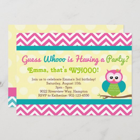 Helle Zickzack Geburtstagspartei Einladung (Vorne/Hinten)