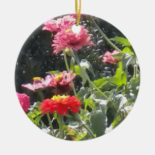 Helle Zinnias-Verzierung Keramik Ornament