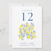 Helle Zitronenweine Tischnummer Sitzplan (Vorderseite)