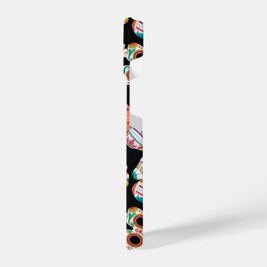 Helle Zuckerkulpen Muster auf schwarz iPhone Hülle (Linke Seite)