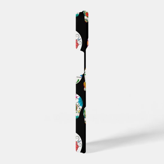 Helle Zuckerkulpen Muster auf schwarz iPhone Hülle (Rechte Seite)