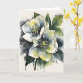 Hellebore - Aquarellblumen Karte (Gelbe Blume)