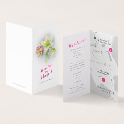 Hellebore Art Hochzeit Details Gastplan (Innenseite und Außenseite)