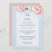 Hellebore Blue Dusty Rose Hochzeitsempfang Einladu Einladung (Vorne/Hinten)