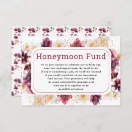 Hellebore Floral Burgundy Wedding Honeymoon Fund Begleitkarte