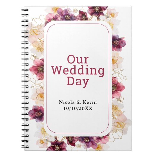 Hellebore Floral Burgundy Wedding Planner Notizblock (Vorderseite)