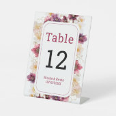 Hellebore Floral Burgundy Wedding Table Number Sockelschild (Vorderseite)