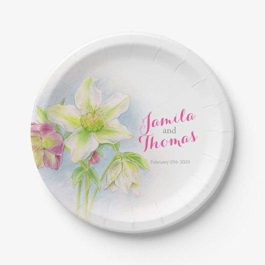 Hellebore für Hochzeitsfeiern personalisierte Tell Pappteller (Vorderseite)