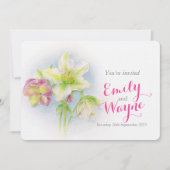 Hellebore Hochzeit Wasserfarbe Einladung (Vorderseite)