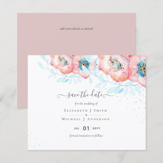 Hellebore Turquoise Peach Floral Wedding (Vorne/Hinten)