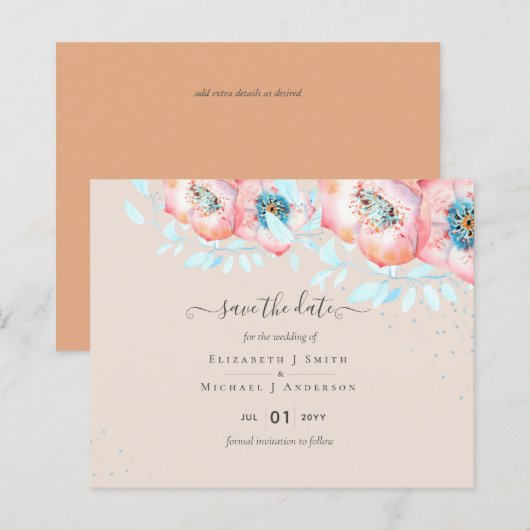 Hellebore Turquoise Peach Floral Wedding (Vorne/Hinten)