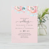 Hellebore Turquoise Peach Floral Wedding Einladung (Stehend Vorderseite)