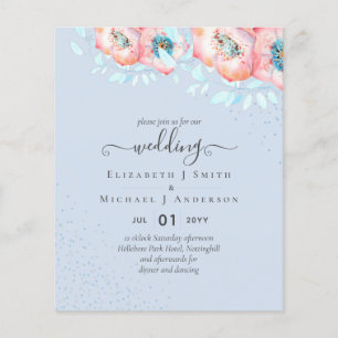 Hellebore Turquoise Peach Floral Wedding Flyer
