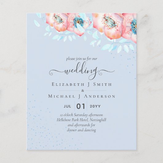 Hellebore Turquoise Peach Floral Wedding Flyer (Vorne)