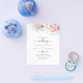 Hellebore Turquoise Peach Floral Wedding Flyer (Einzeln)