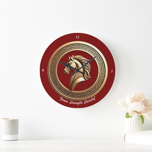 "Hellenisches Pferdeerbe" Große Wanduhr (Zuhause)