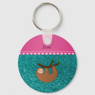 Heller Aqua-Glitter des personalisierten Schlüsselanhänger