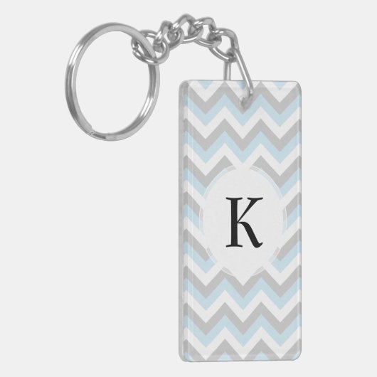 Heller Aqua-TürkisZickzack Chic-Zickzack-Muster Schlüsselanhänger (Vorderseite links)