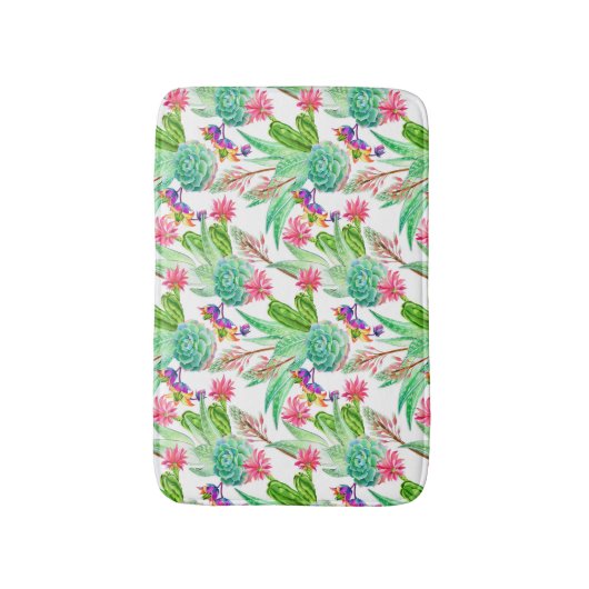 Heller Aquarell-Kaktus u. saftiges Muster Badematte (Vorderseite Vertikal)