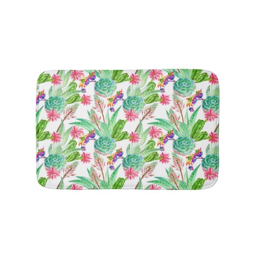 Heller Aquarell-Kaktus u. saftiges Muster Badematte (Vorderseite)