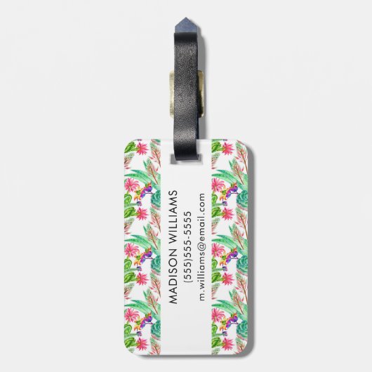 Heller Aquarell-Kaktus u. saftiges Muster Gepäckanhänger (Rückseite vertikal)