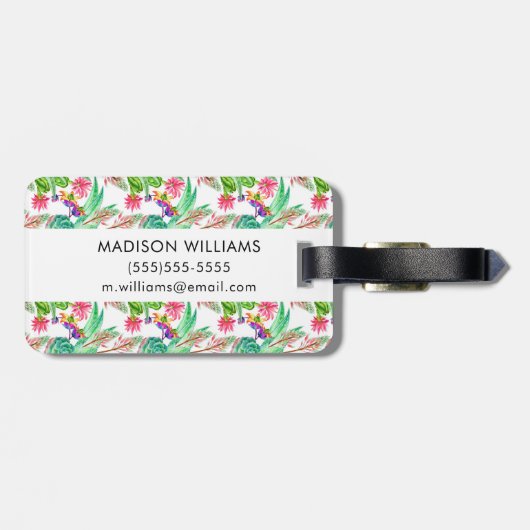 Heller Aquarell-Kaktus u. saftiges Muster Gepäckanhänger (Rückseite horizontal)