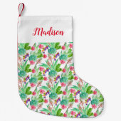 Heller Aquarell-Kaktus u. saftiges Muster Kleiner Weihnachtsstrumpf (Vorderseite)