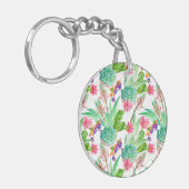 Heller Aquarell-Kaktus u. saftiges Muster Schlüsselanhänger (Vorderseite links)