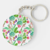 Heller Aquarell-Kaktus u. saftiges Muster Schlüsselanhänger (Rückseite)