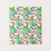 Heller Aquarell-Kaktus u. saftiges Muster Wandteppich (Vorderseite)