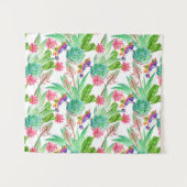 Heller Aquarell-Kaktus u. saftiges Muster Wandteppich (Vorderseite (Horizontal))