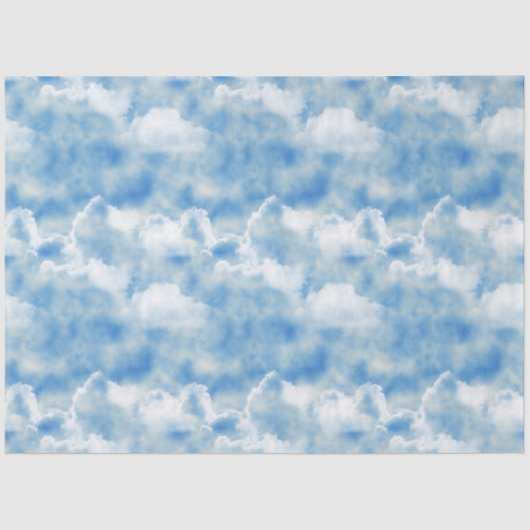Heller blauer Himmel mit flauschigen weißen Wolken Seidenpapier (Vorderseite)