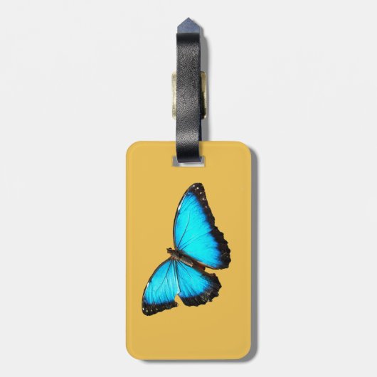 Heller blauer Schmetterling Gepäckanhänger (Rückseite vertikal)