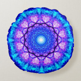 Heller blauer und lila Mandala Rundes Kissen