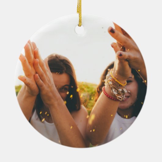 Heller Blumen- u. weißer Shiplap Keramik Ornament (Hinten)