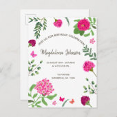 Heller Blumengarten Einladung zum Geburtstag (Vorne/Hinten)