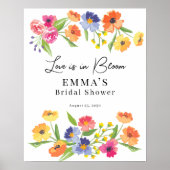 Heller Blumengarten Rosa Orange Willkommensschild Poster (Vorne)