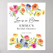 Heller Blumengarten Rosa Orange Willkommensschild Poster (Vorne)