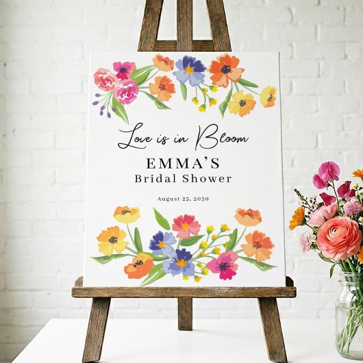 Heller Blumengarten Rosa Orange Willkommensschild Poster
