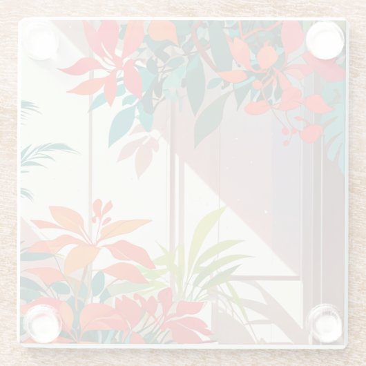 Heller botanischer Garten vor der Haustür Glasuntersetzer (Rückseite)