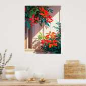 Heller botanischer Garten vor der Haustür Poster (Küche)