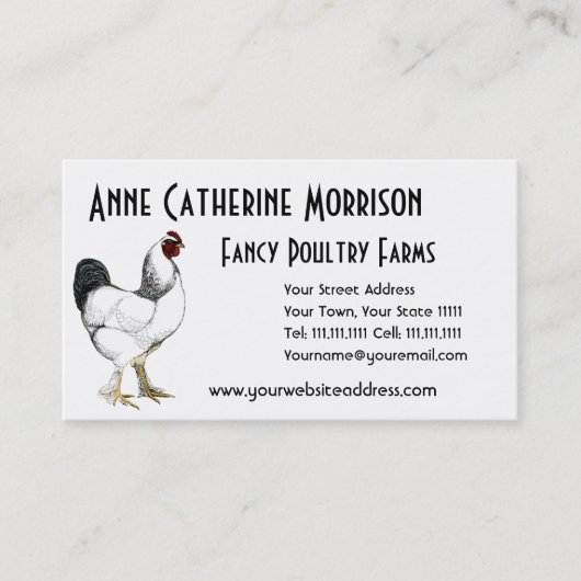 Heller Brahma Hahn-Vintager Land-Klassiker Visitenkarte (Vorderseite)